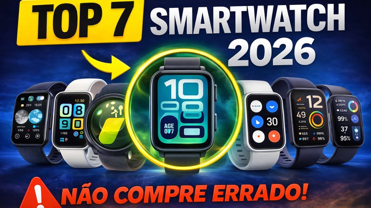 🔥 TOP 7 SMARTWATCHES CUSTO-BENEFÍCIO PARA COMPRAR EM 2026