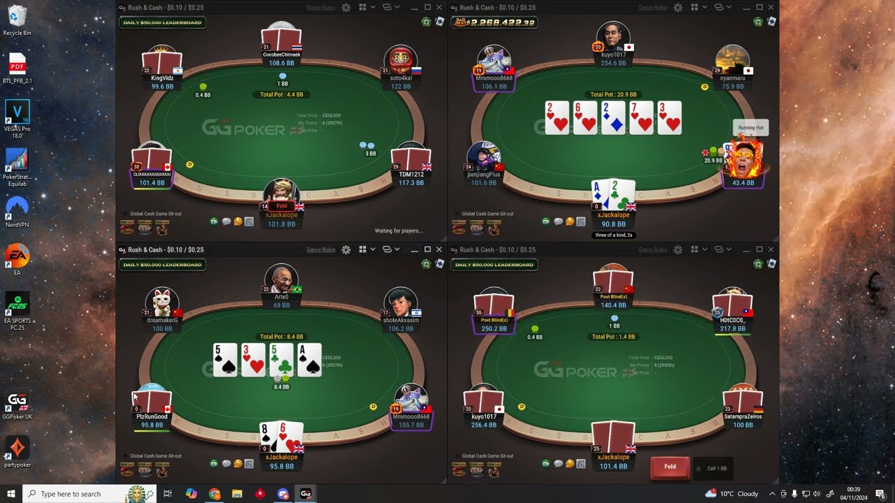 1000 Hands of 25NL Rush & Cash GG Poker (#1) (Bankroll $580)
