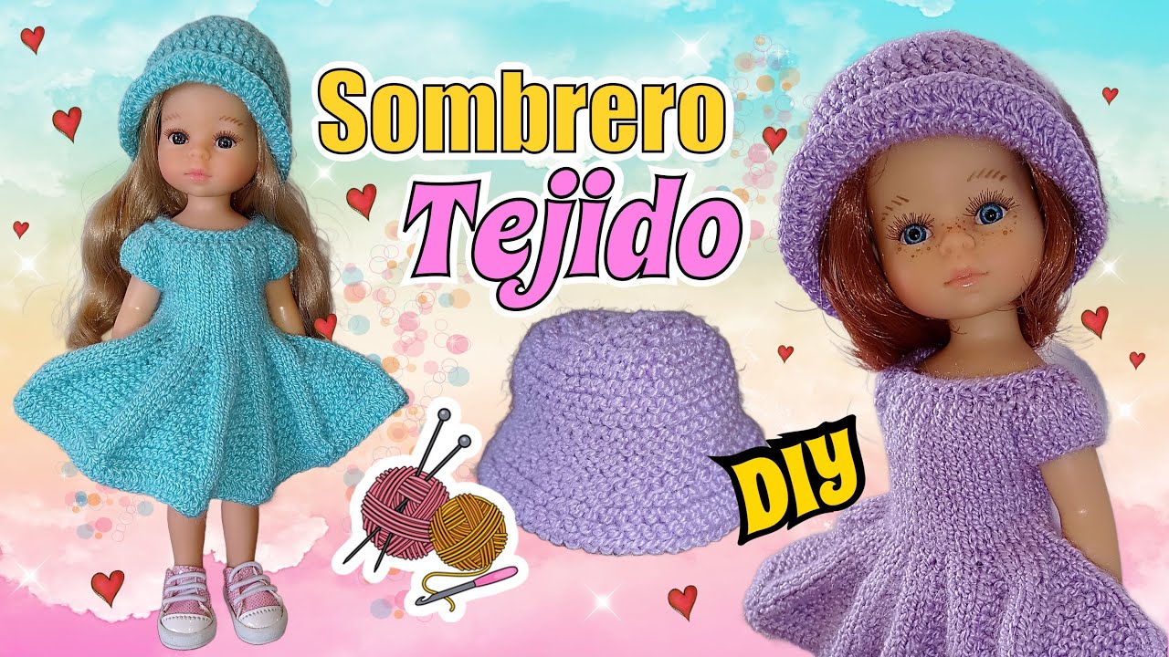 Sombrero tejido para mu&ntilde;ecas tutorial facil