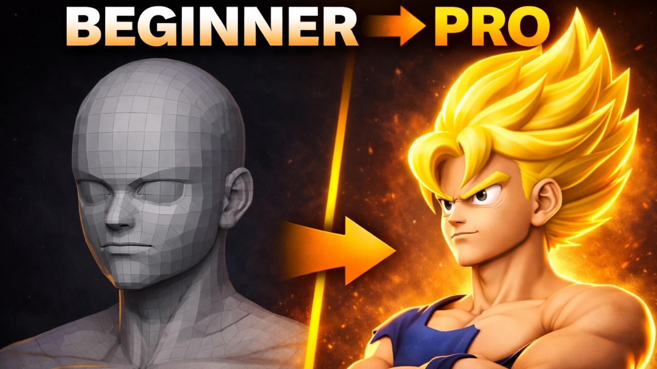 Goku Modeling timelaps from Sphare to fan animation || Blender