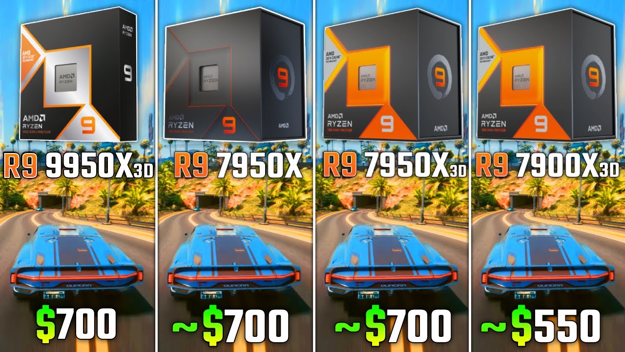 RYZEN 9 9950X3D vs RYZEN 9 7950X vs RYZEN 9 7950X3D vs RYZEN 9 7900X3D | Test in 6 Games