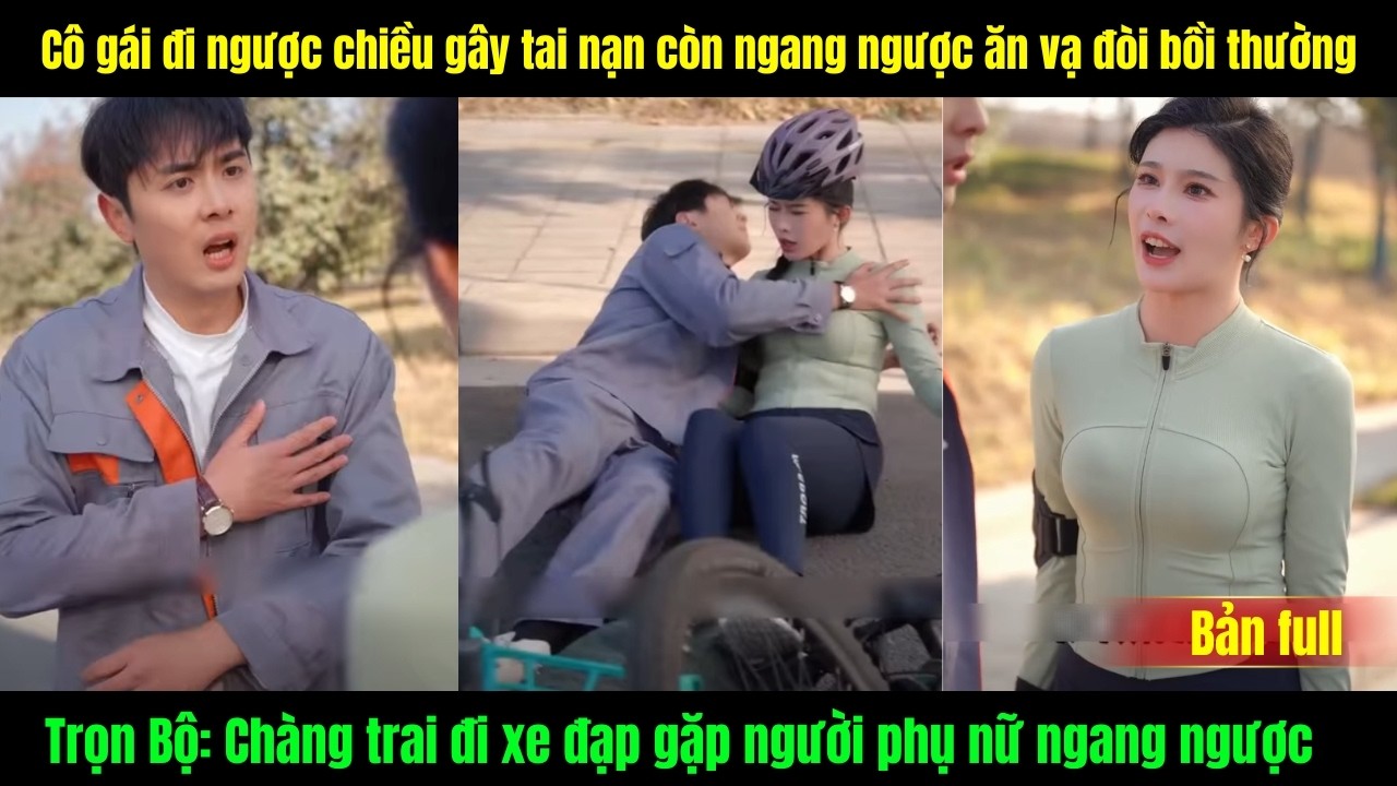 Chàng Trai Đi Xe Đạp Gặp Người Phụ Nữ Ngang Ngược, Cô gái đi ngược chiều gây tai nạn còn ngang ngược