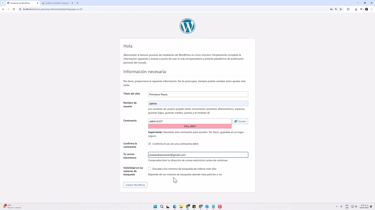 Acceso al Panel Administrativo de WordPress