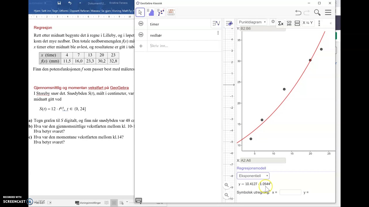 Regresjon i GeoGebra 6