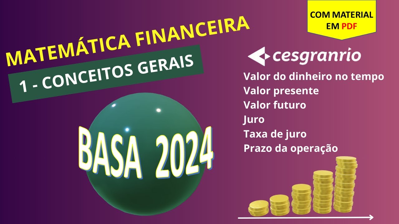 Matemática Financeira para o concurso do Banco da Amazônia - BASA 2024 -Conceitos gerais