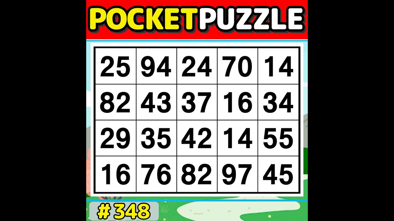 【Pocket Puzzle】 Activate your brain! 《Number Search|Brain training》 #348