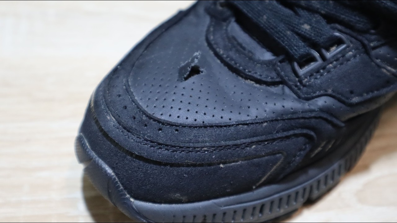 Shoe repair .How to patch a hole in a sneaker without it being noticed