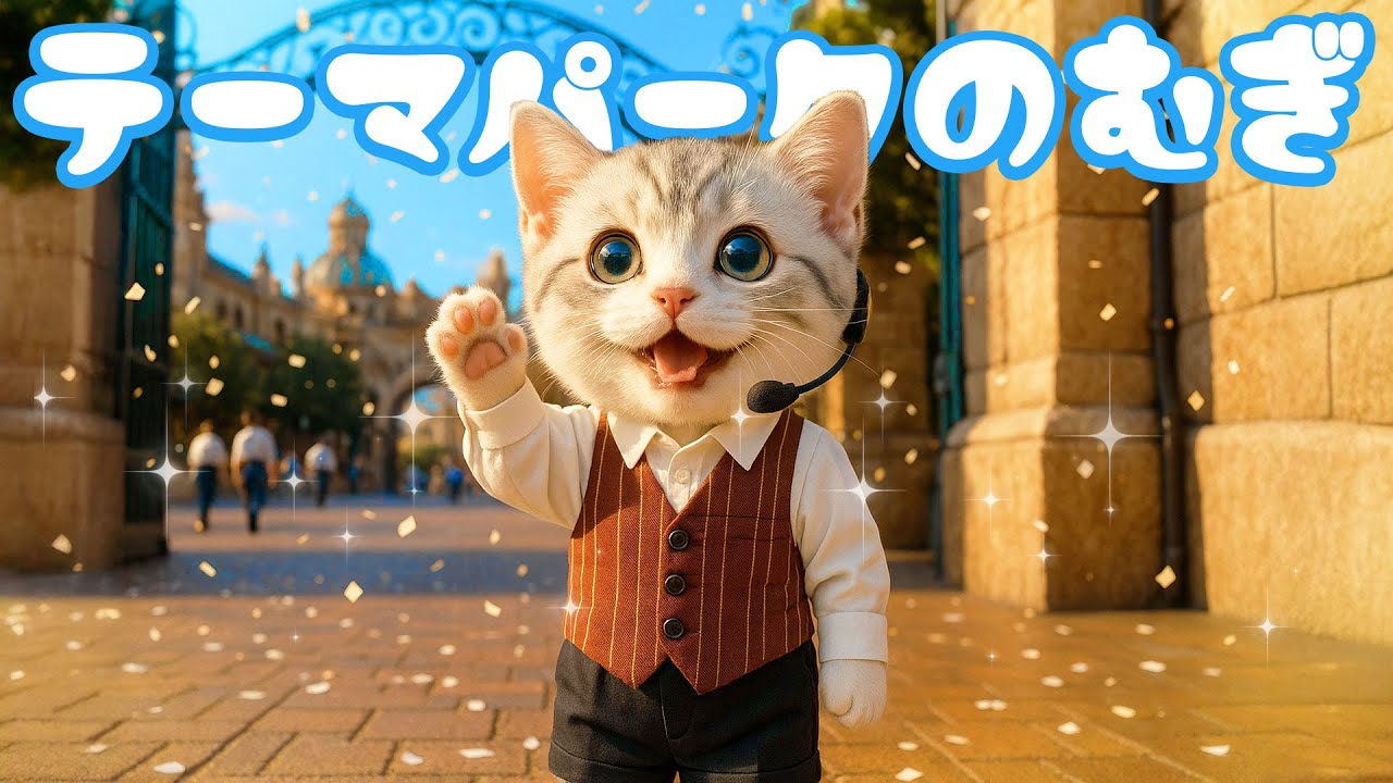 【社畜ねこのむぎ】ようこそ!! テーマパークのキャストさんになったむぎの一日に密着🐱🎢