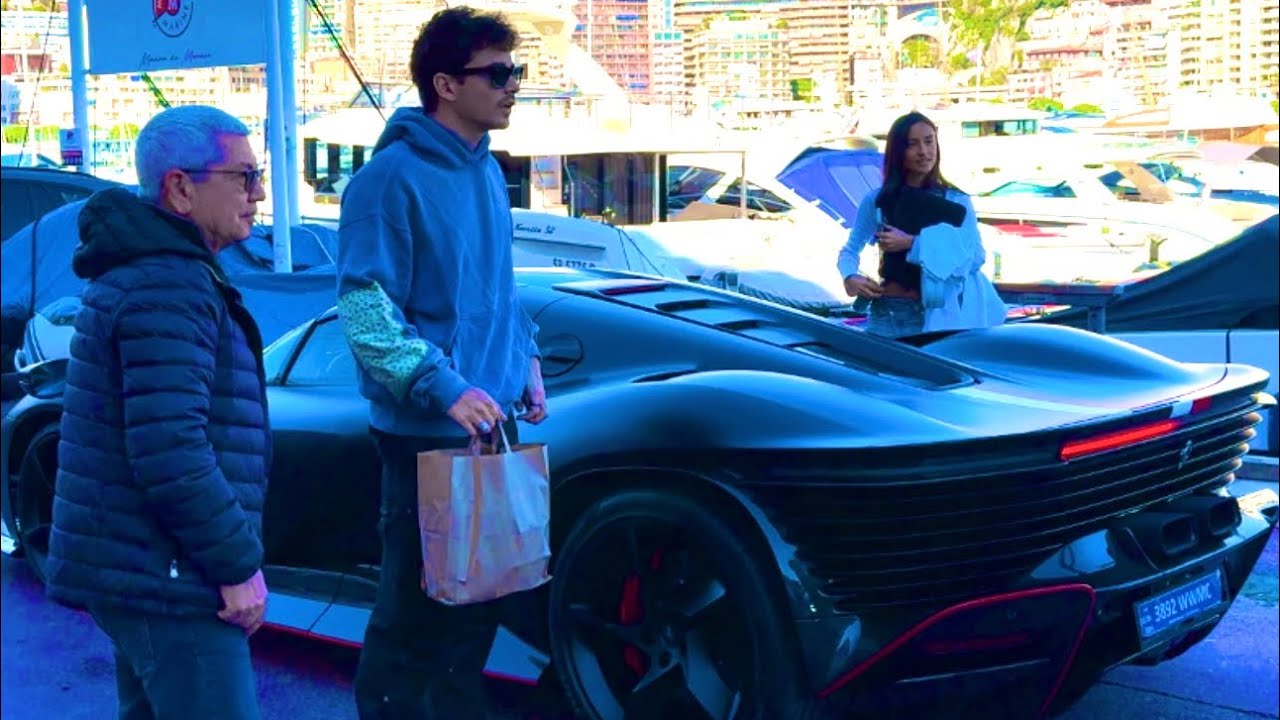 F1 PILOT CHARLES LECLERC DRIVING NEW FERRARI SP3 DAYTONA,  MONACO CARSPOTTING@emman25MC