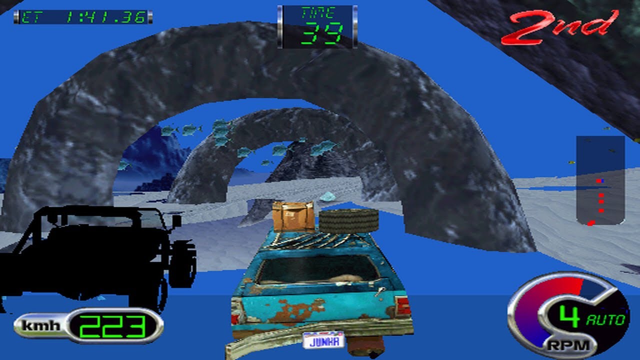Cruis'n Exotica - Arcade - Atlantis (Easy) - 'Hunk a Junk' (Chevrolet Impala) - Full Race-MAME 0.240