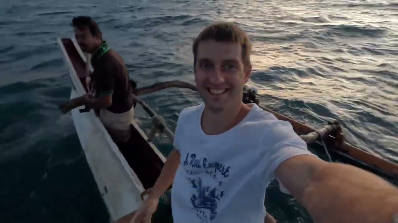 Fishing on a traditional boat of Sri Lanka 