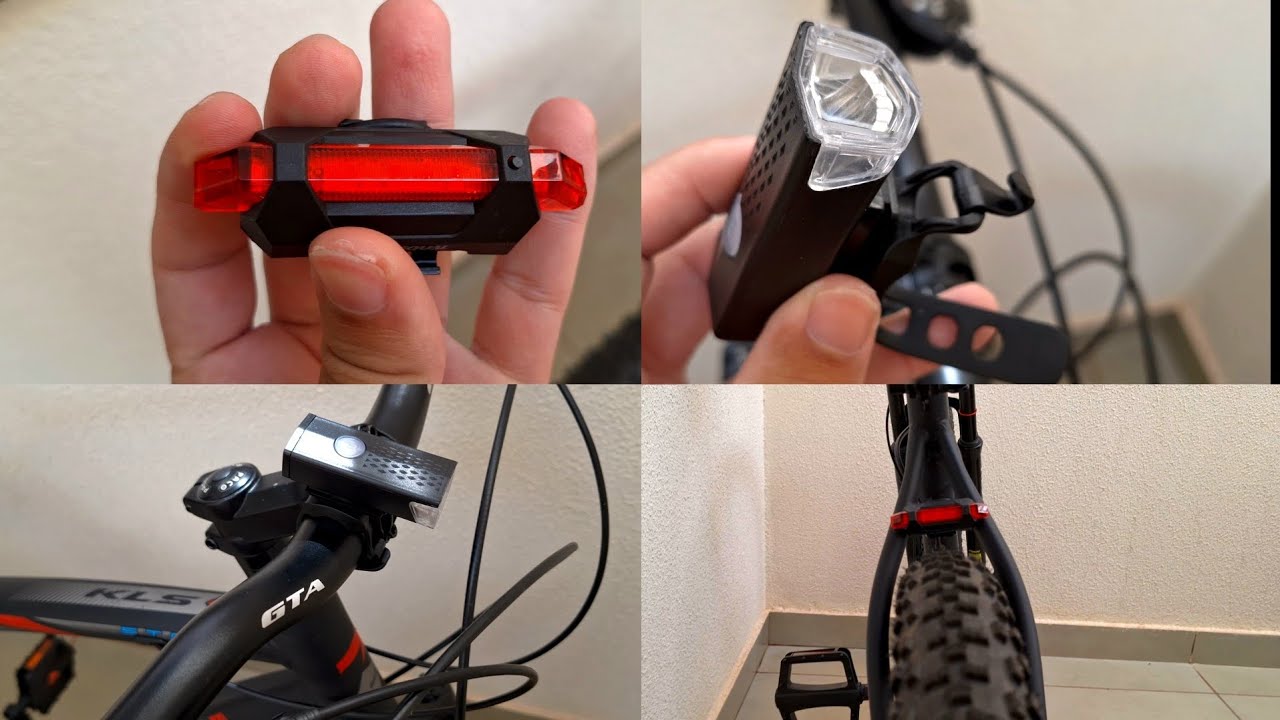 Lanterna para Bike Dianteira  LED e Traseira pisca-pisca LED USB