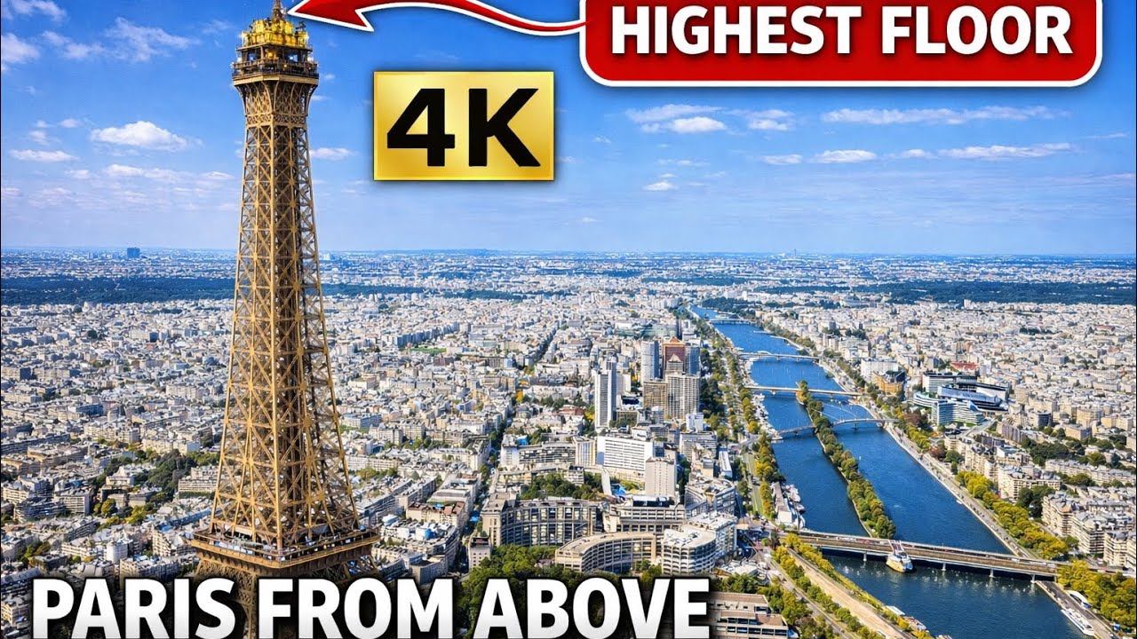 PARIS FROM EIFFEL TOWER – HIGHEST FLOOR | 4K