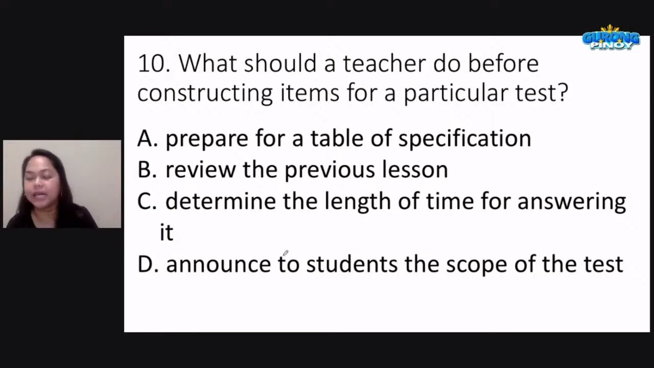 LET Reviewer 2022: Test Construction