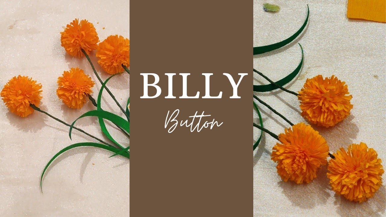 How To Make A Paper Billy Button | Crepe Paper Flower | DIY Home-Made