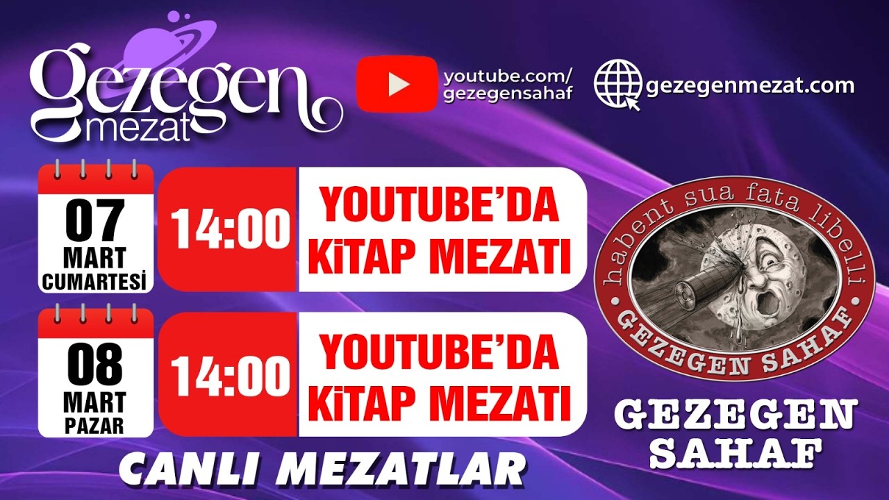 08 Mart 2026 Pazar Gezegen Sahaf YouTube'da canlı yayında Kitap Müzayedesi