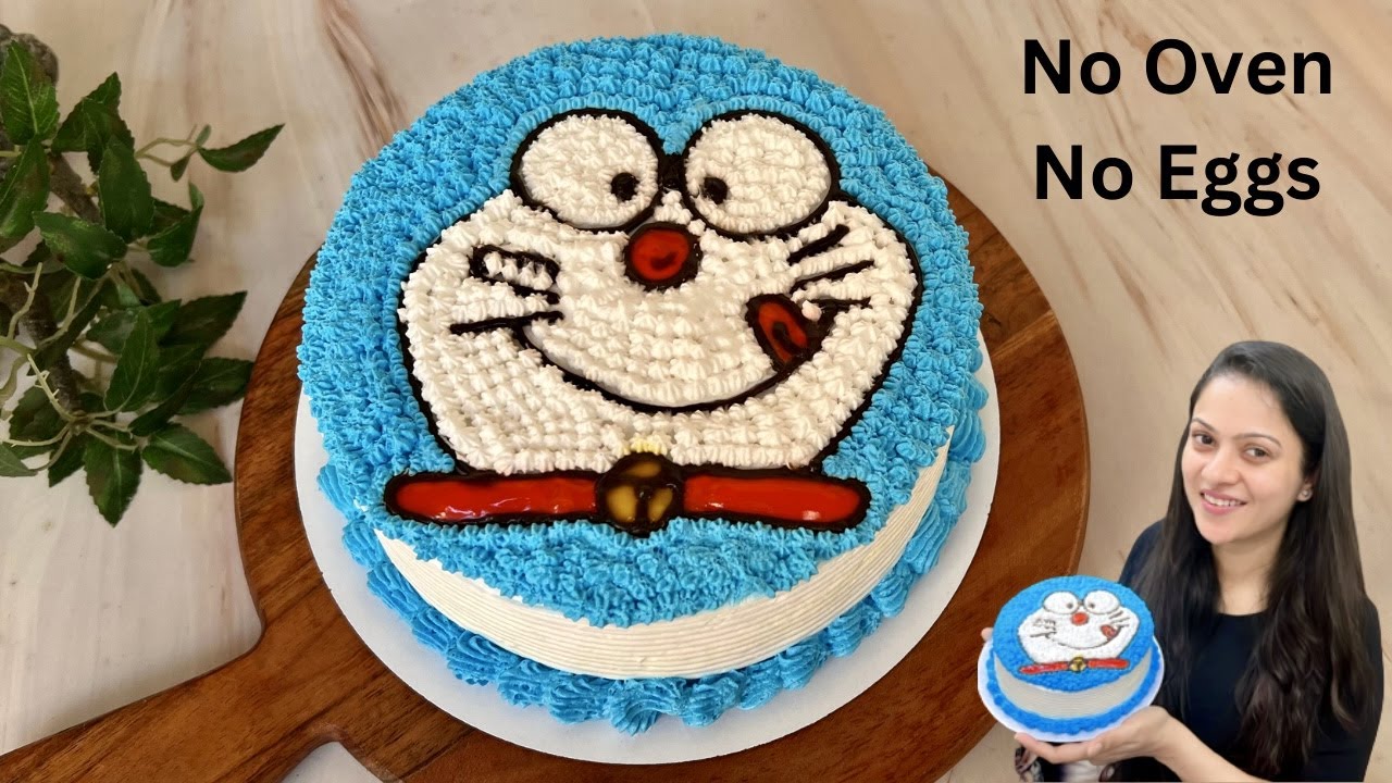 बिना Oven, Kadai में  Doraemon Cake बनाने का सबसे आसान तरीका | No Oven, No Eggs Doraemon Cake Recipe