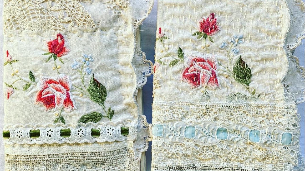 Creating a junk journal. Doily Book Series Part 2.  Making a mini junk journal with vintage linens.