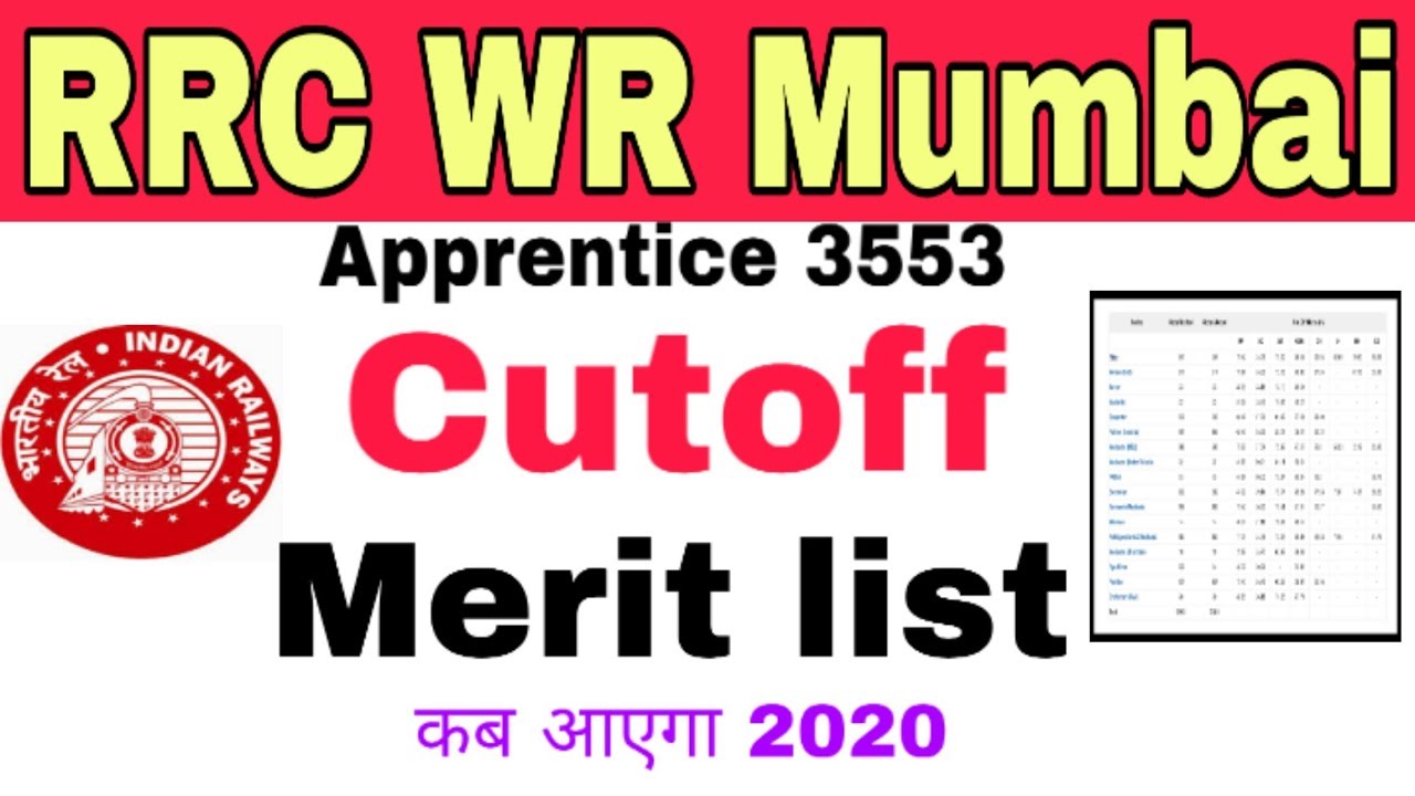 RRC WR Mumbai cutoff merit list कब आयेगा 2020 का apprentice 2020