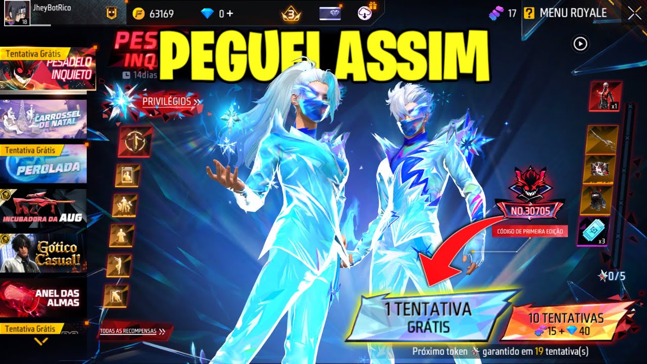 PEGUEI o CONJUNTO LENDÁRIO PESADELO INQUIETO mais FÁCIL FAZENDO ISSO NO FREE FIRE
