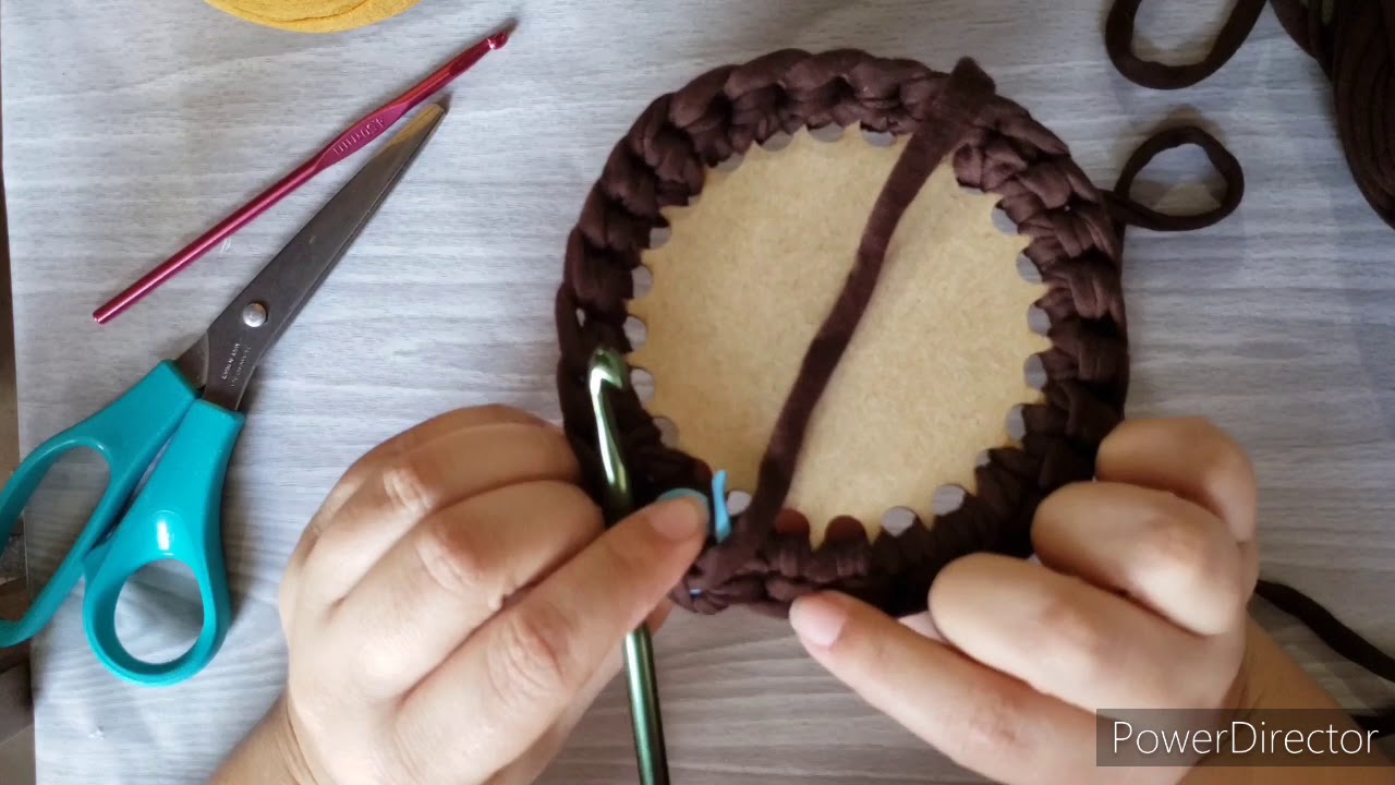 [CANHOTO] Cachepô completo de fio de malha - base mdf
