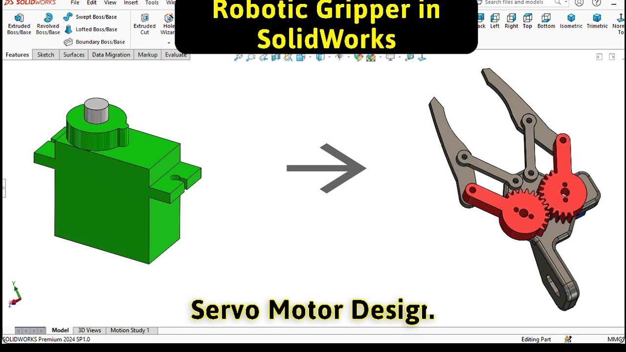 Servo Motor Modeling For Robotic Arm and Gripper in SOLIDWORKS 