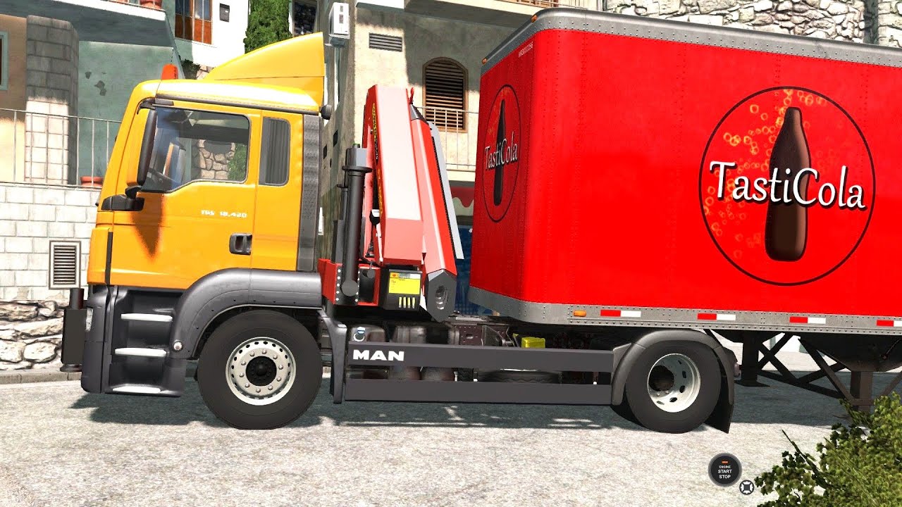 BeamNG Drive - MAN TGS Semi Truck + Trailer Transporting Tasty Cola in Italy