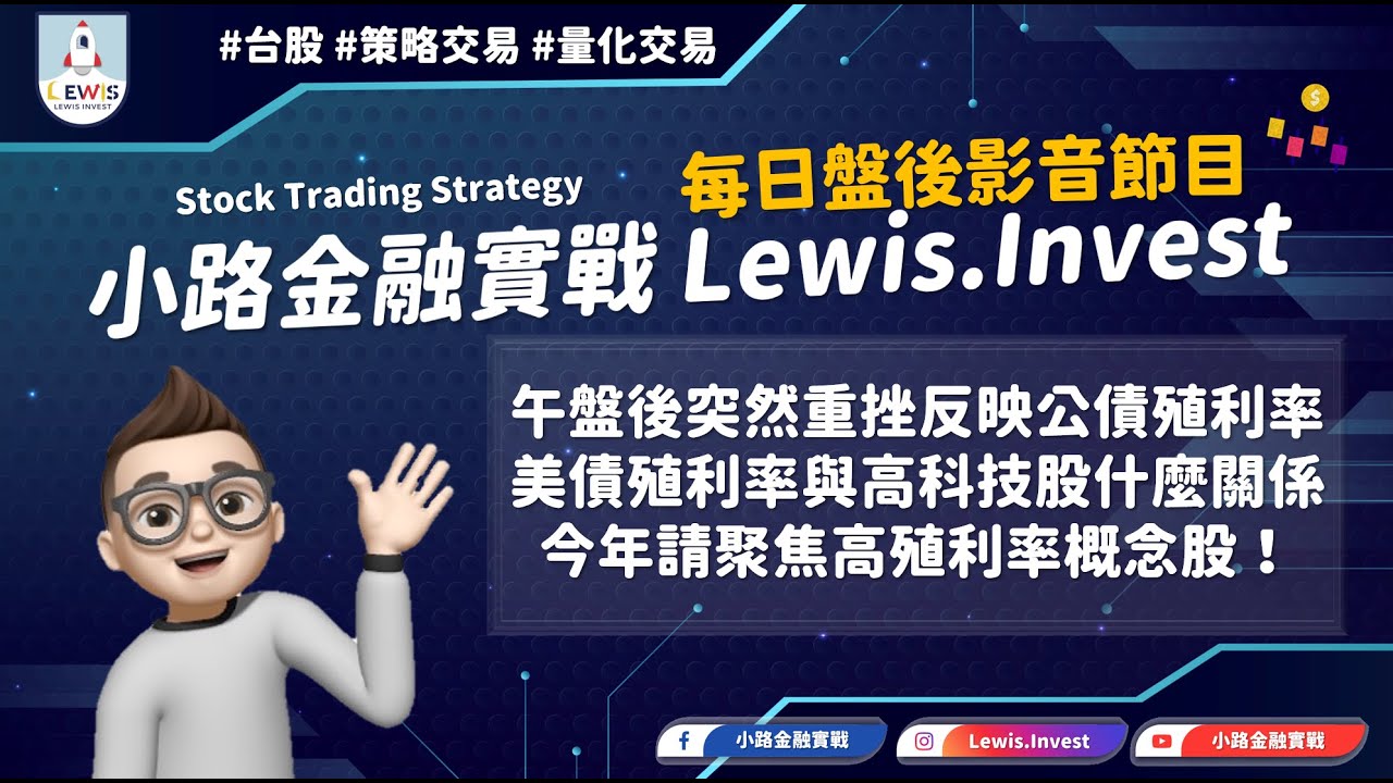 小路台股Show |  #小路金融實戰 午盤後突然重挫反映公債殖利率 美債殖利率與高科技股什麼關係 今年請聚焦高殖利率概念股！