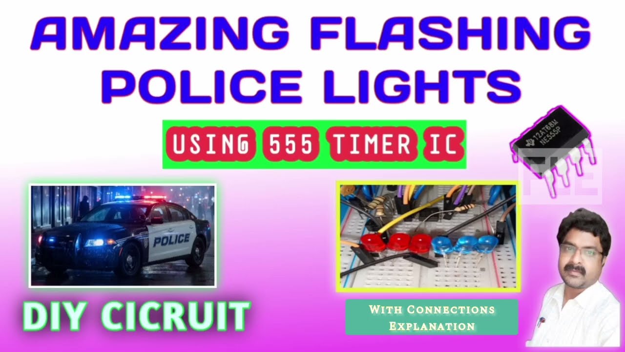  Police flashing led lights using 555 ||   connections on breadboard || diy circuit