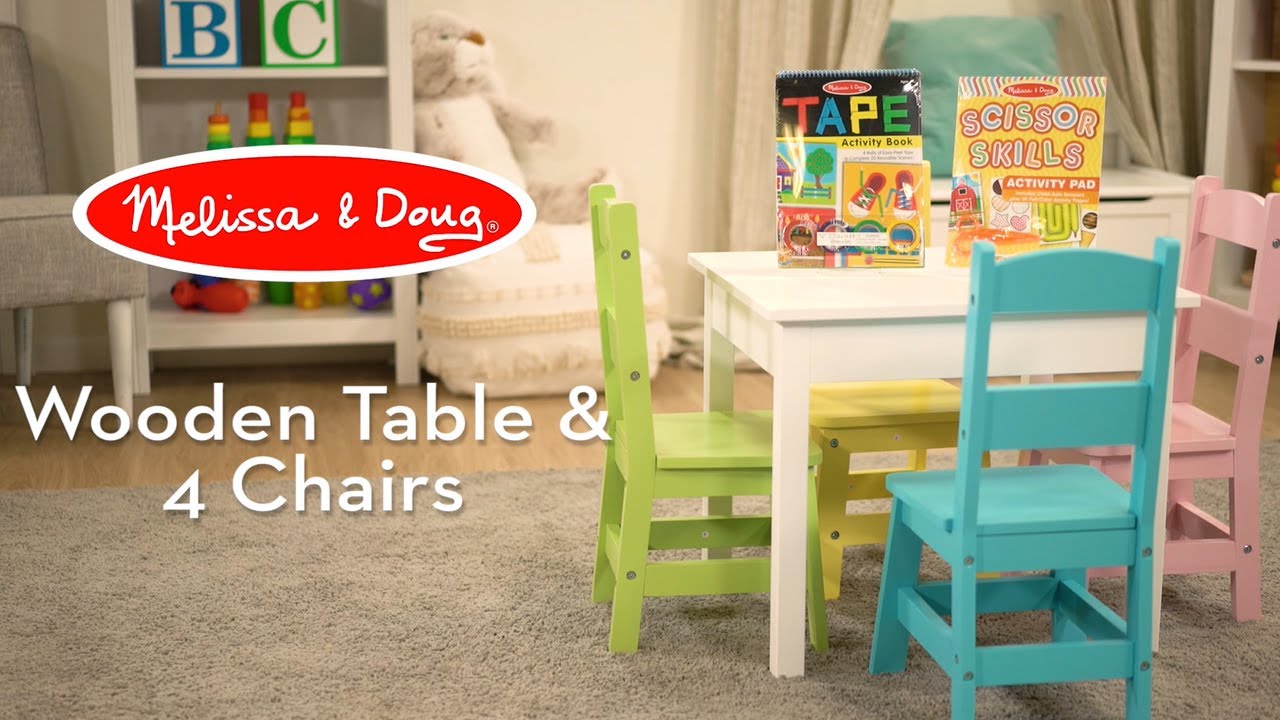 Melissa & Doug Wooden Table & Chairs set with Activity Book Bundle
