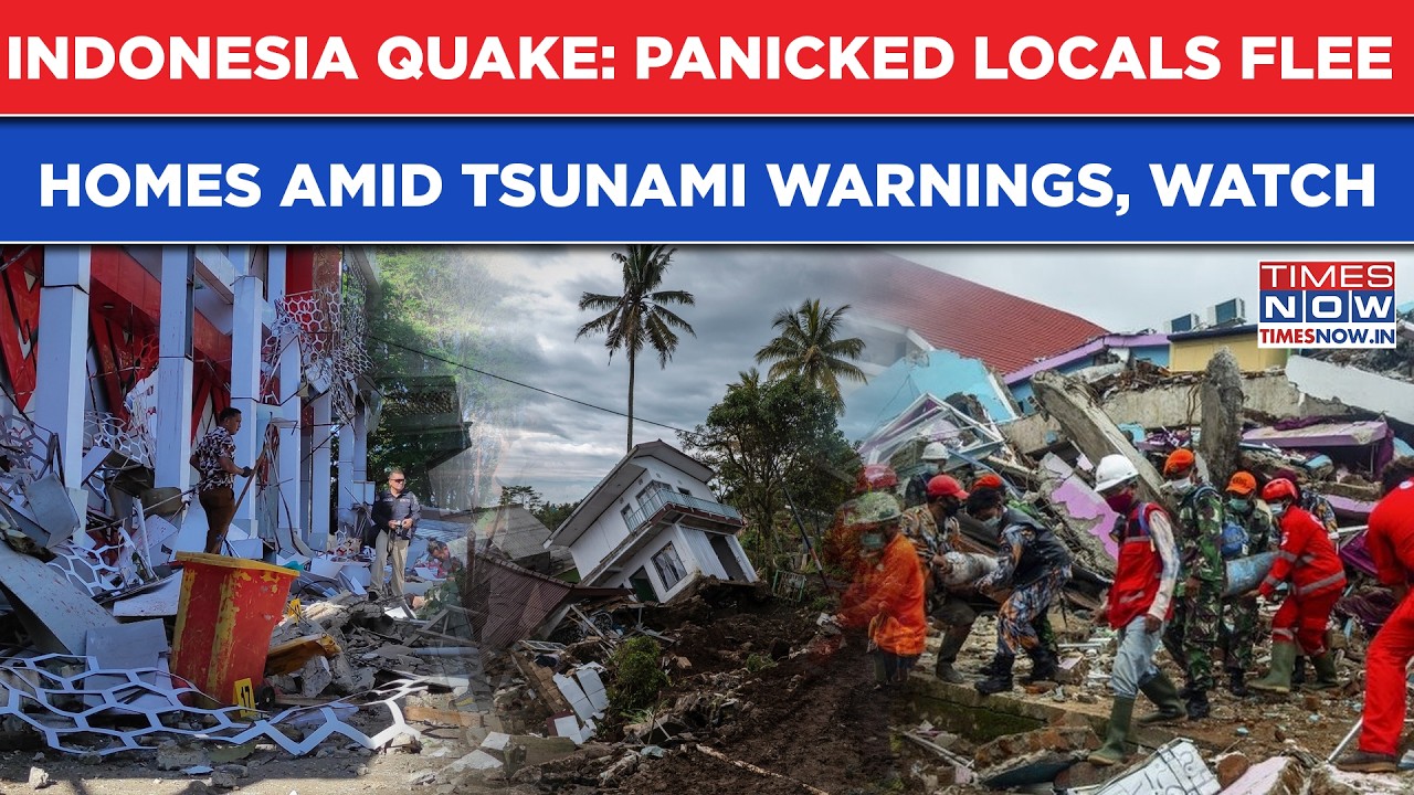 Indonesia Earthquake: Panicked Locals Flee Homes & Offices| Watch Scary Scenes Amid Tsunami Warnings