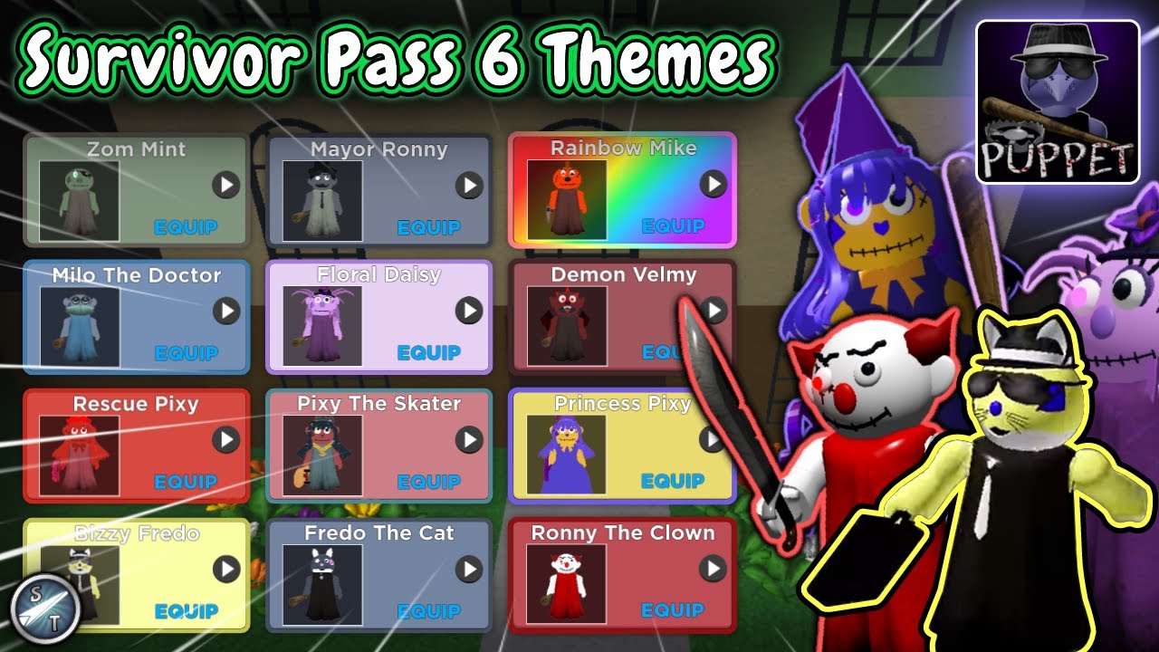 All Pack 6 Survivor Pass Skin Themes ~ [Roblox Puppet]
