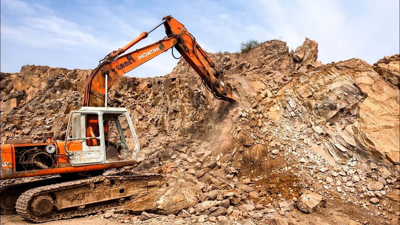 Massive Excavator Destroys Huge Mountain Rocks | Heavy Equipment Extreme Operator Skills! #excavator