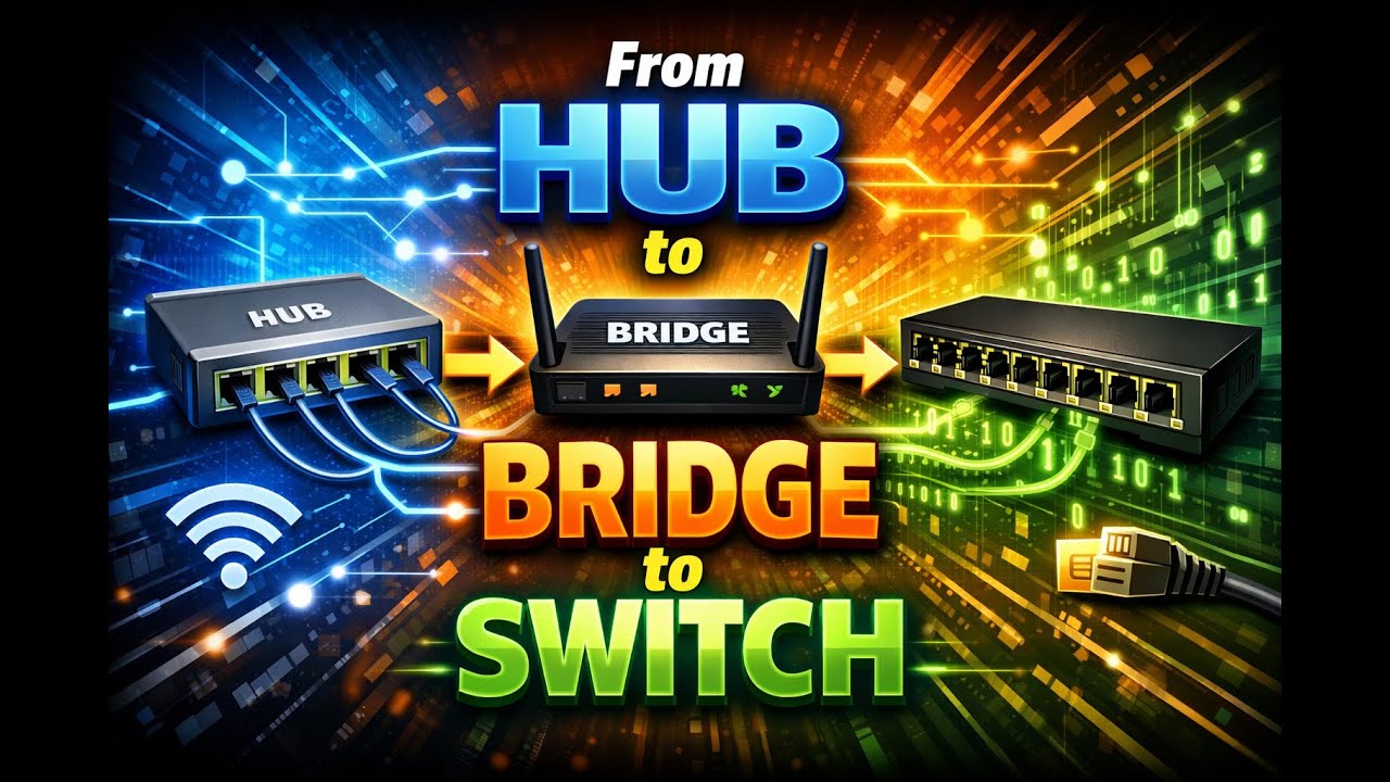 Network hub එකේ සිට network switch එකට.