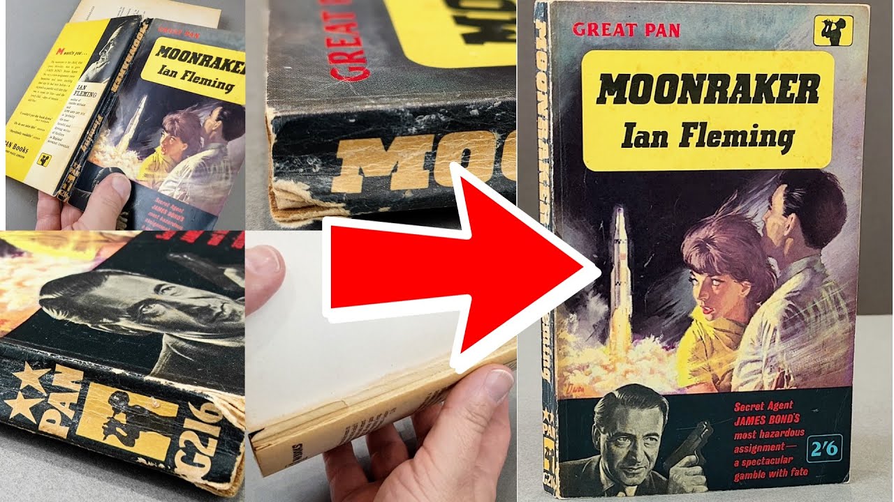 Vintage Paperback Book Repair - Ian Fleming - James Bond - Moonraker - Unintentional ASMR!