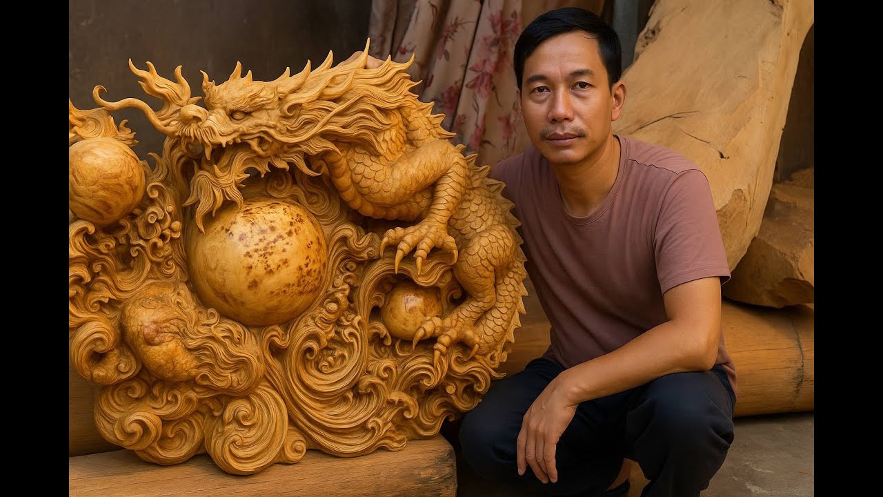 Epic Wood Carving of a Giant Dragon – Vietnamese Craftsmanship at Its Finest!