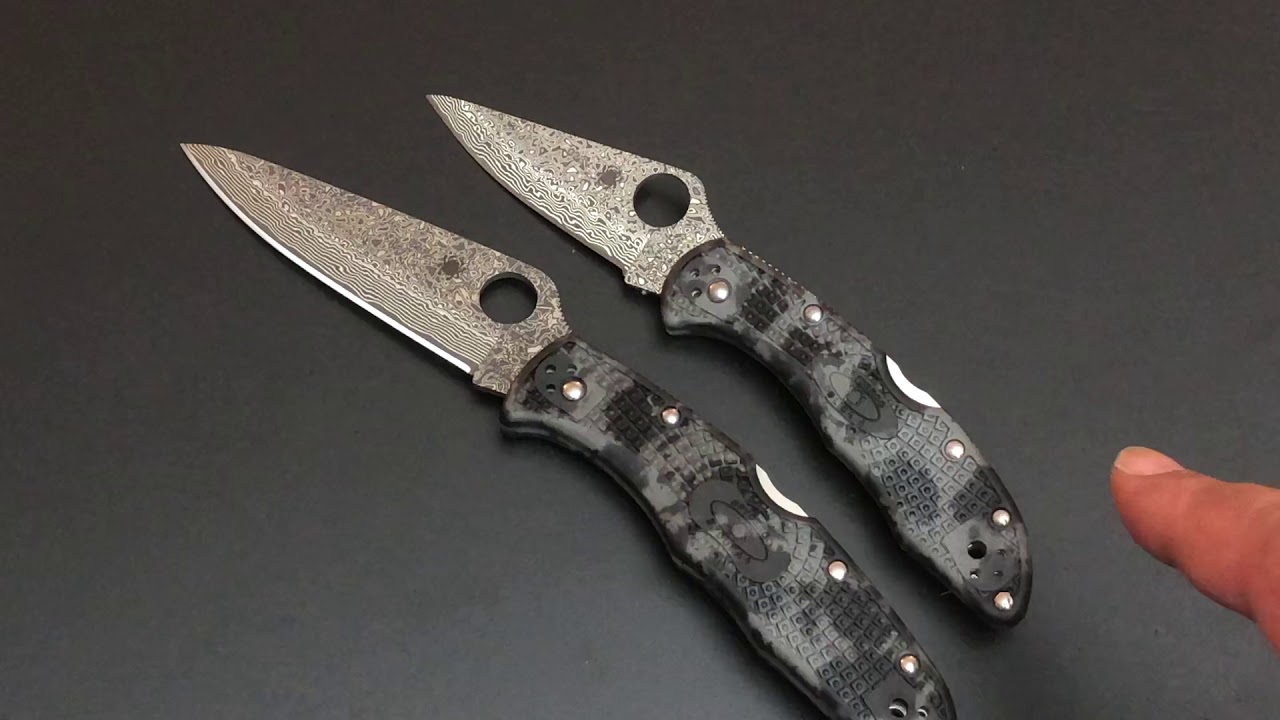 Spyderco Endura and Spyderco Delica with Damascus and Zome FRN!  The Knife of the Day!