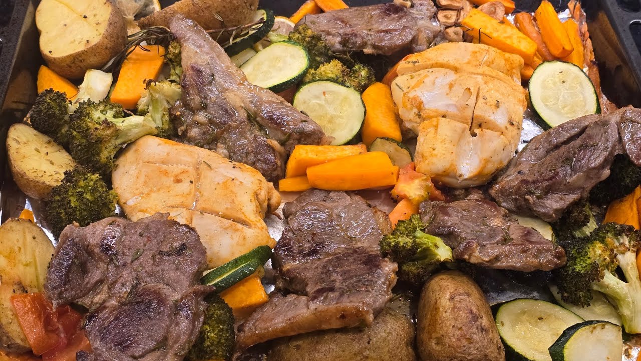 Lamb and chicken with vegetables dinner recipe 