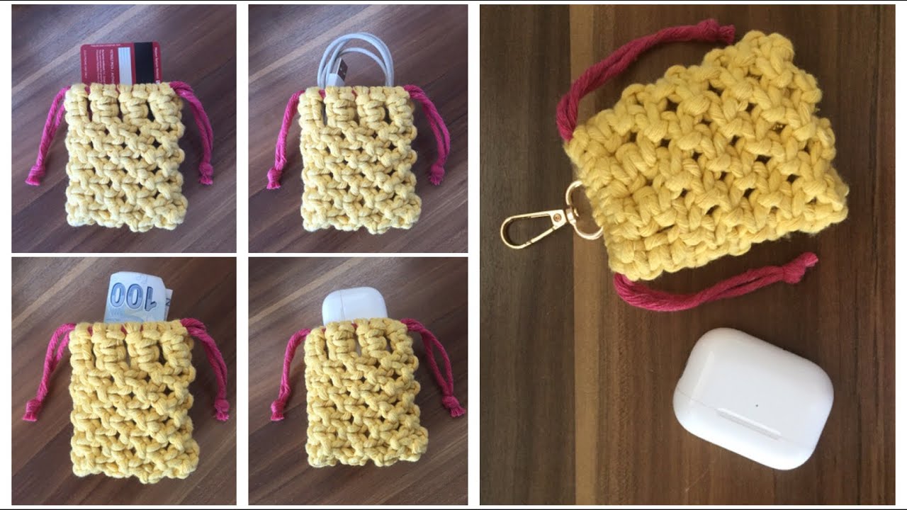DIY macrame mini pouch tutorial 