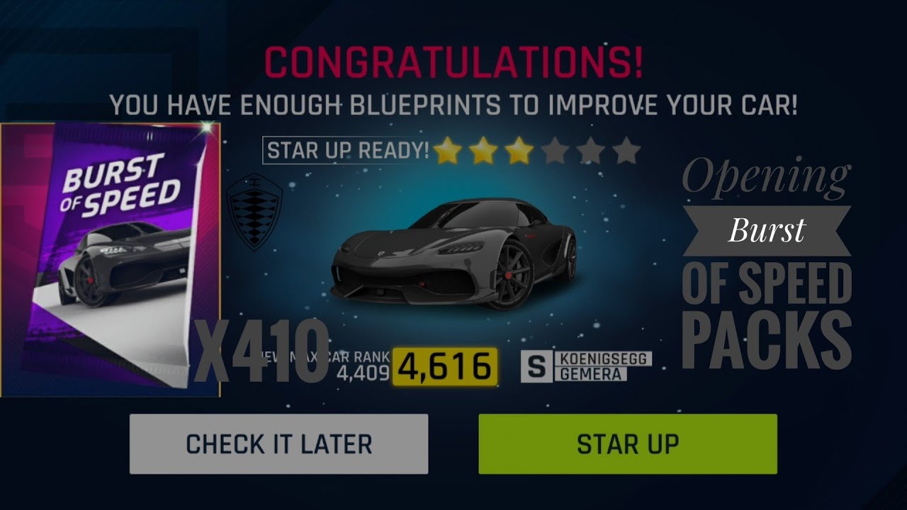 Asphalt 9 Legends Burst of speed pack opening | 30,450 tokens spent | opening 410 packs