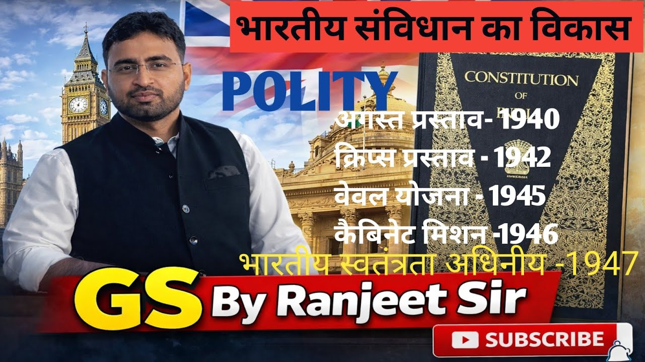 INDIAN POLITY II कैबिनेट मिशन II भारतीय संविधान का विकास II संविधान II GS By Ranjeet Sir 