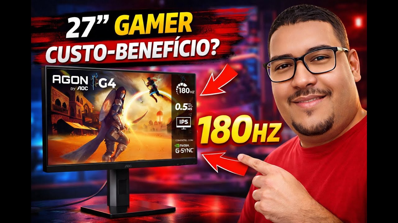Monitor Gamer AOC 27G4/P – 27” IPS | 180Hz | 0,5ms Vale a Pena? Review Completo!