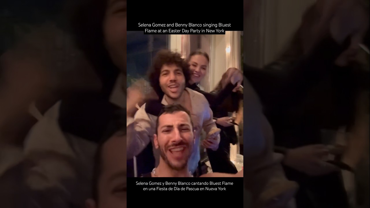 Selena Gomez, Benny Blanco and Friends singing Bluest Flame at an Easter Day Party in New York