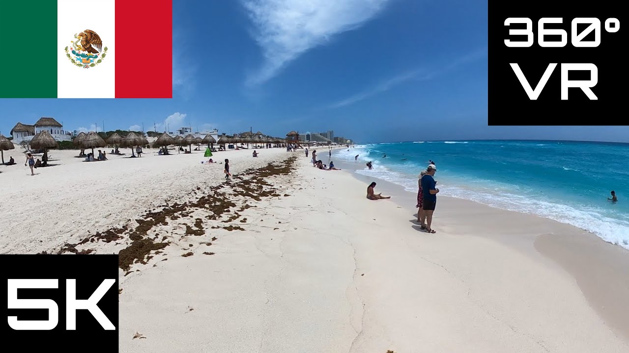 360° VR Virtual Reality Video: Mexico -  Dolphins beach, Caribbean sea, Cancún, Quintana Roo