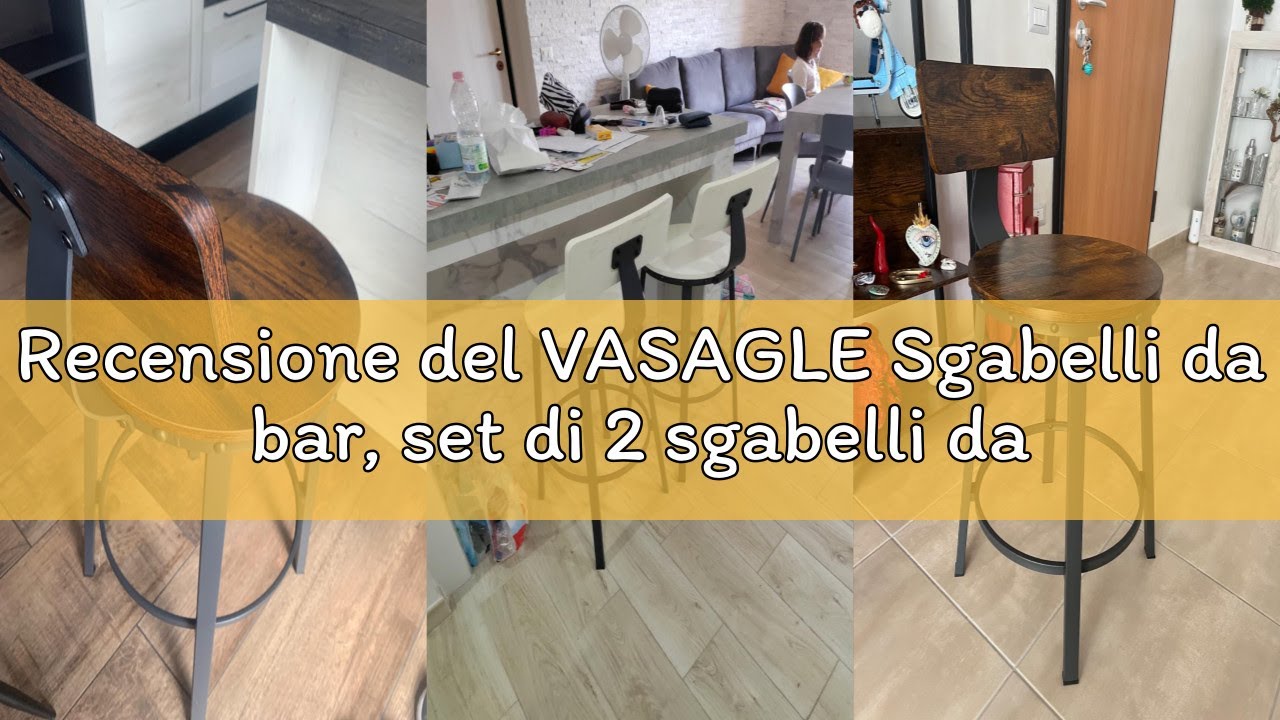 Recensione del VASAGLE Sgabelli da bar, set di 2 sgabelli da bar alti con schienale, sgabelli da cuc