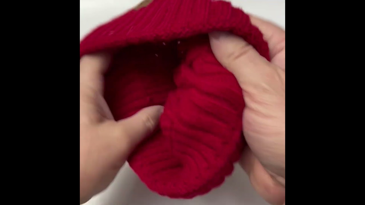 Red Women's Faux Pearls and Pom Pom Knit Winter Hat Beanie Ski Hat 