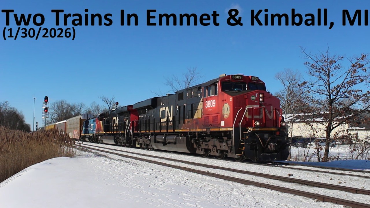 Two Trains In Emmet & Kimball, MI (1/30/2026)