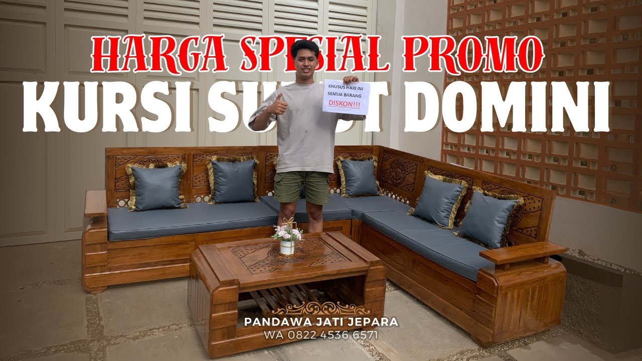 TERMURAH!?!? KURSI SUDUT DOMINI MINIMALIS FULL KAYU JATI GRADE A