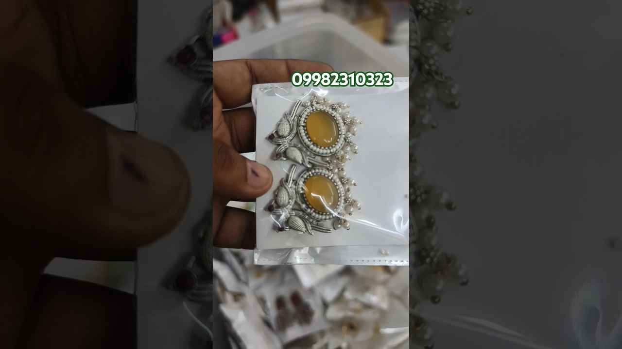 Artificial jewellery wholesale market Jaipur | Brass Jewellery MOP Monalisa Stone Earrings 