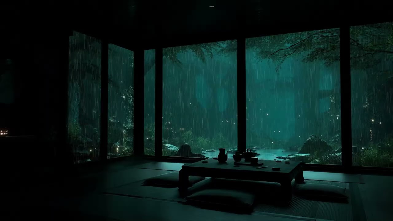 Rain Sounds in a Dark Bedroom | Soothing Rain Ambience for Sleep, Meditation, and Study